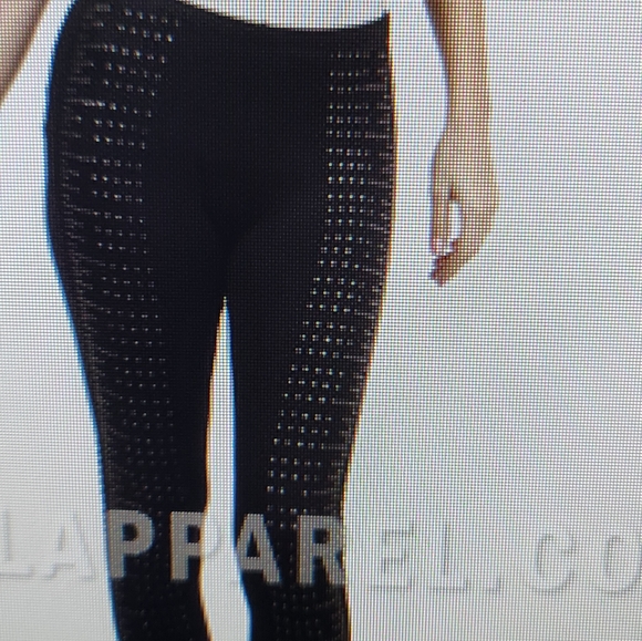 NEW VOCAL RHINESTONES W/ LACE ACCENT BLACK LEGGINGS S M L S9204 - Picture 5 of 5